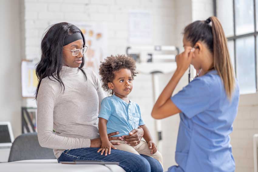 Mother and son at the doctor