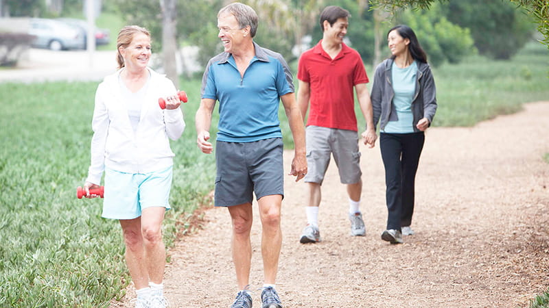 people on walking trail